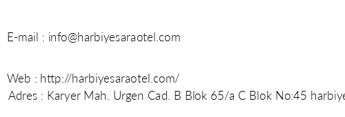 Harbiye Sara Hotel telefon numaralar, faks, e-mail, posta adresi ve iletiim bilgileri